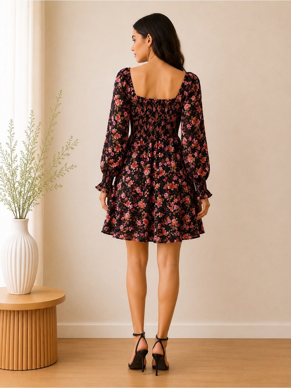 Forever 21 Floral Smocked Mini Dress | Size Small - Picture 2 of 4